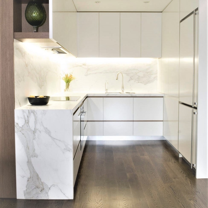 Desain Profesional Baru Lemari Dapur Modern Custom Made Pintu Lemari Dapur Melamin Putih Produsen
