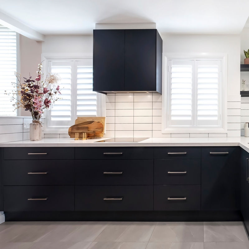 Lemari Dapur Modern Warna Hitam Matte Lengkap Untuk Lemari Dapur Perabot Dapur