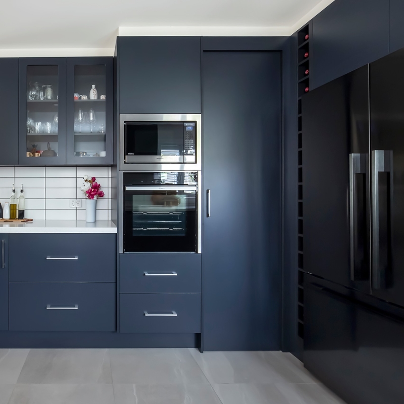 Lemari Dapur Modern Warna Hitam Matte Lengkap Untuk Lemari Dapur Perabot Dapur