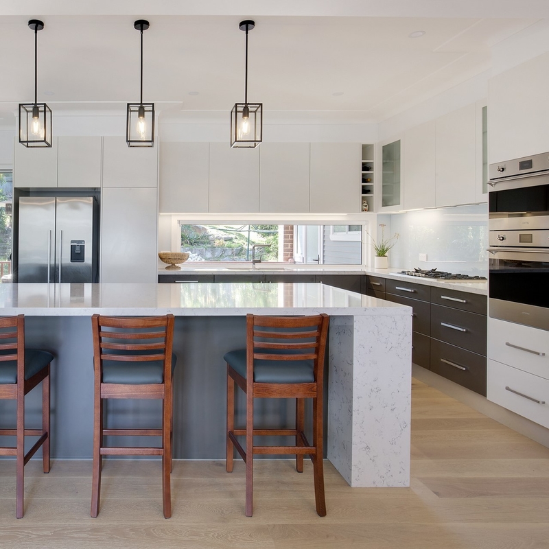 Anti Dumping Dark Grey Dan White Melamin Lemari Dapur Kayu RTA Modular Door