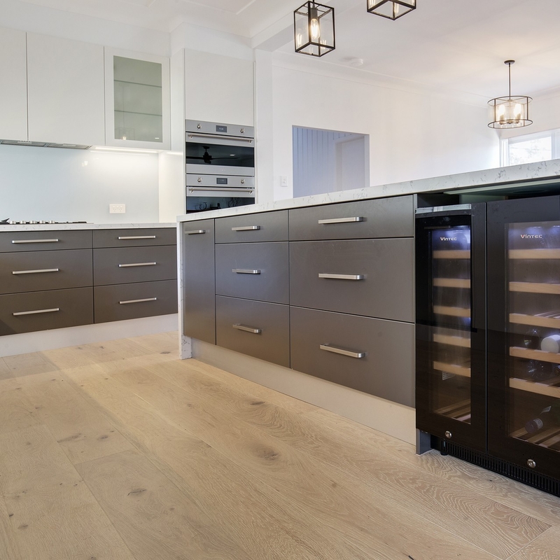 Anti Dumping Dark Grey Dan White Melamin Lemari Dapur Kayu RTA Modular Door