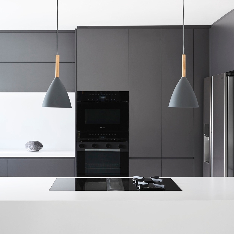 Lemari Dapur Melamin Mewah Kustom Set HMR Core Black Modern Kitchen Cabinet