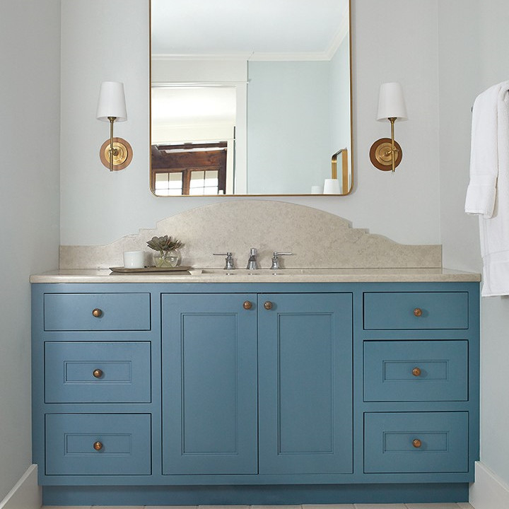 Cermin Lacquer Multi Warna Klasik Putih Biru Kamar Mandi Vanities Cabinet