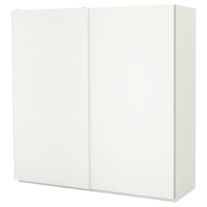Matte White Cream Flat Panel Lacquer Pintu Geser Lemari Pakaian Kain Kamar Tidur Penyimpanan