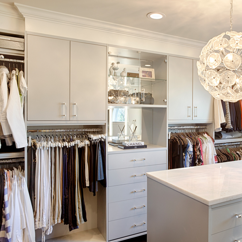 Modern Luxury Multi Color U Shape Cabinet Walk In Organizer Kamar Tidur Melamin yang Disesuaikan