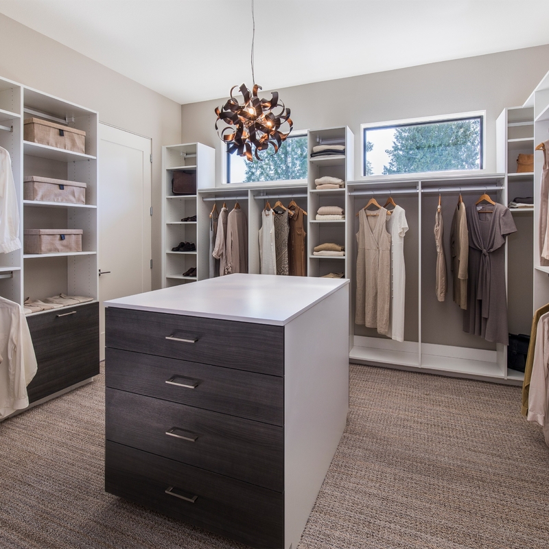 Modern Luxury Multi Color U Shape Cabinet Walk In Organizer Kamar Tidur Melamin yang Disesuaikan