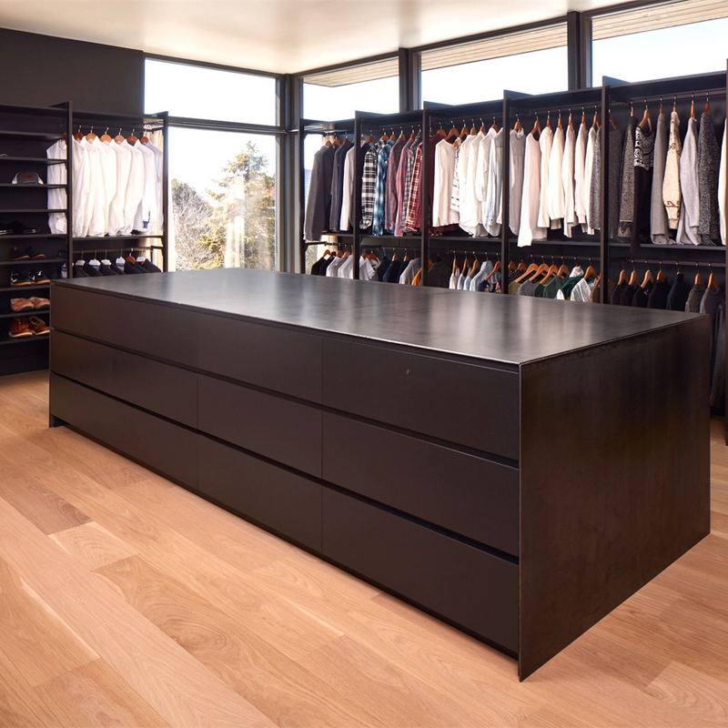 Modern Luxury Multi Color U Shape Cabinet Walk In Organizer Kamar Tidur Melamin yang Disesuaikan