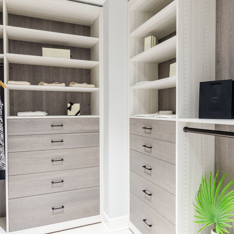 U Shape Matte Grey Melamine Walk Through Wardrobe Wooden Walk In Robe Storage