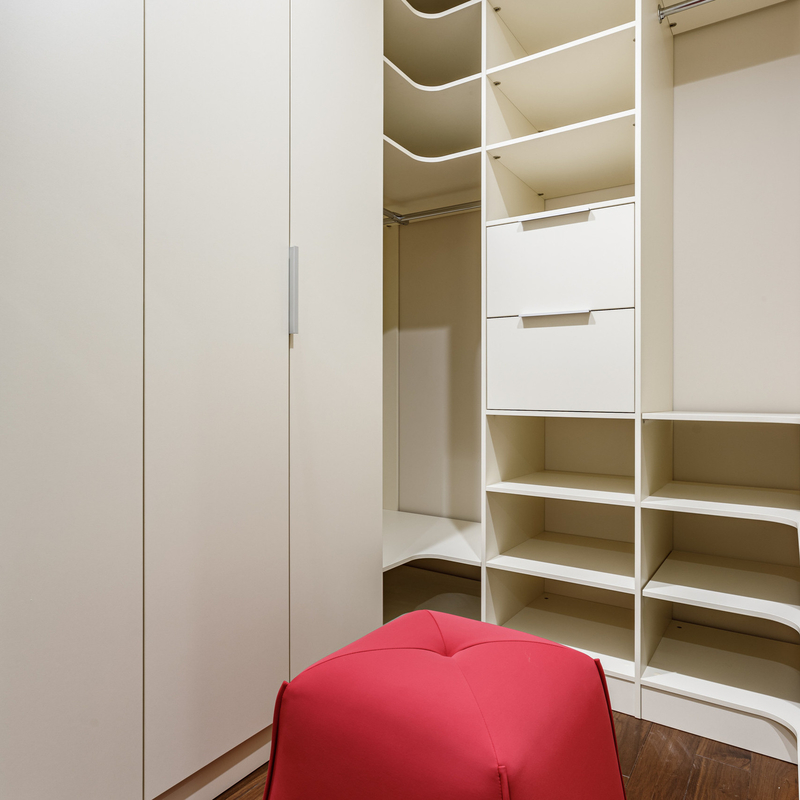 U Berbentuk Modern Walkin Closet Ardrobe Storage Warna-warni Putih Hitam Navy Biru Melamin