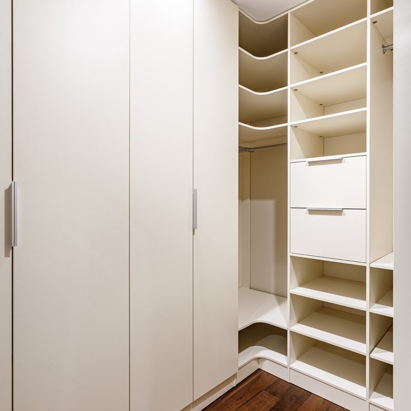 U Berbentuk Modern Walkin Closet Ardrobe Storage Warna-warni Putih Hitam Navy Biru Melamin