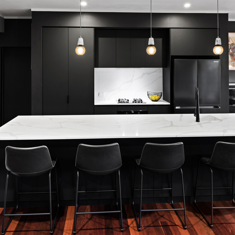 Siap Merakit I Shape Perabot Kabinet Dapur Lacquer Modular Lemari Dapur Kayu Hitam Modern Dengan Pulau