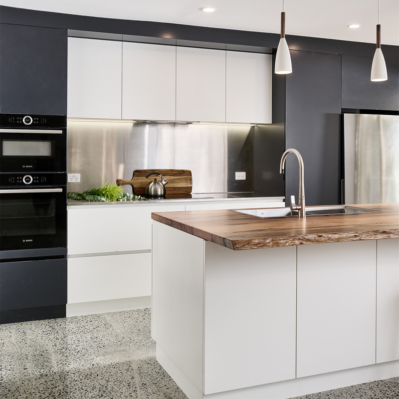 Disesuaikan Lengkap I Shape Lacquer Meja Makan Pulau Unit Dapur Putih Dan Hitam Multifungsi