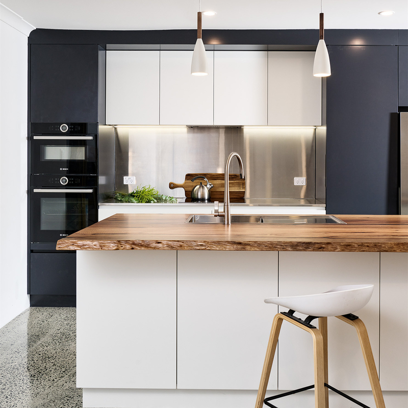 Disesuaikan Lengkap I Shape Lacquer Meja Makan Pulau Unit Dapur Putih Dan Hitam Multifungsi