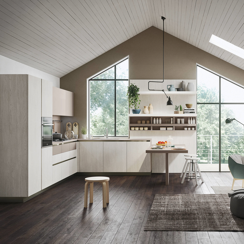Kabinet Gantung Dapur Finish Melamin Kombinasi Dengan Handle Warna Putih Dan Hitam