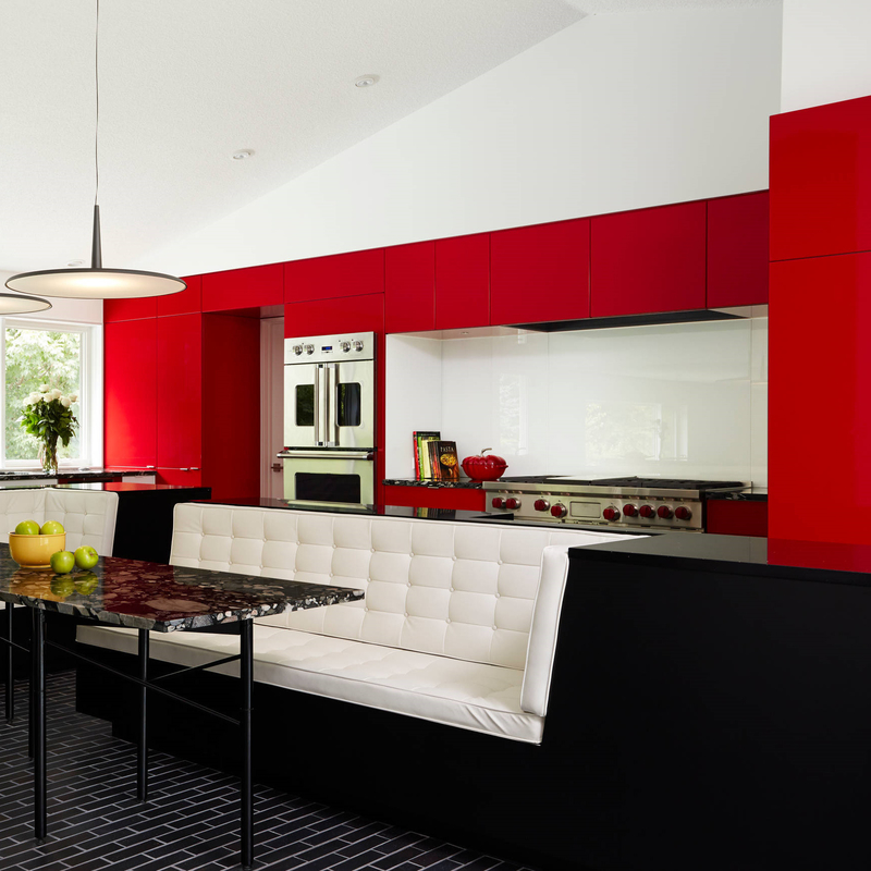 Lemari Dapur Warna Merah Anggur Gloss Tinggi Set Lengkap Dapur Lacquer Panel Datar Modern