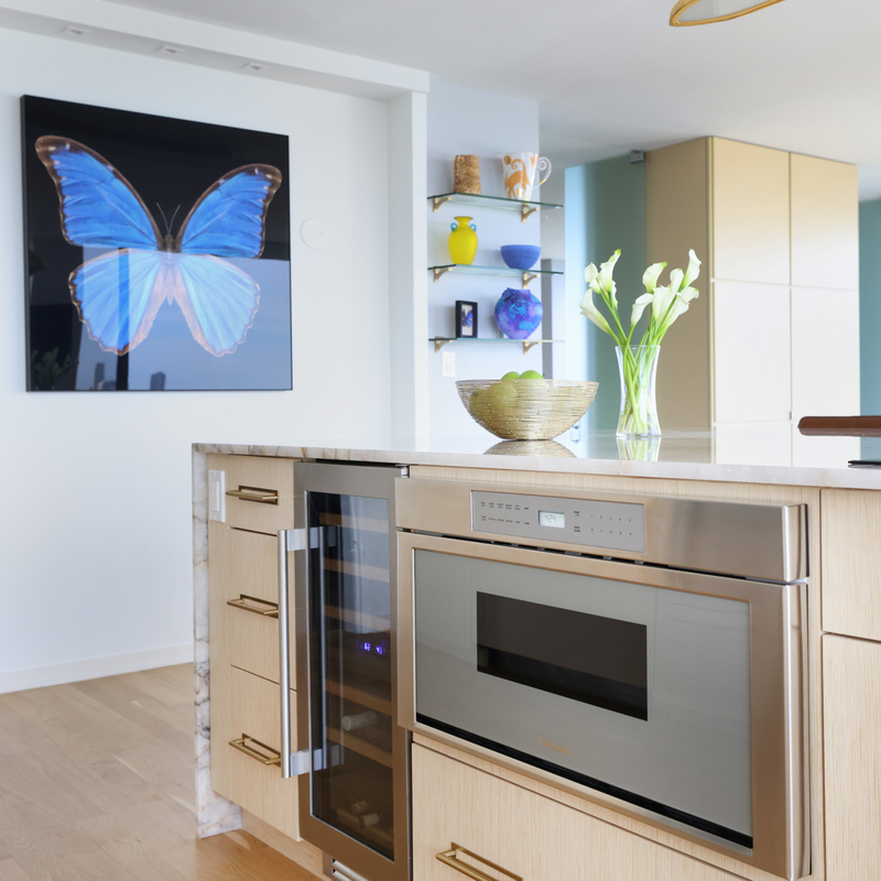 Lemari Dapur Dua Warna Dapur Penyimpanan Modular Kabinet Papan Partikel Datar Putih Mengkilap Dapur Melamin Kayu