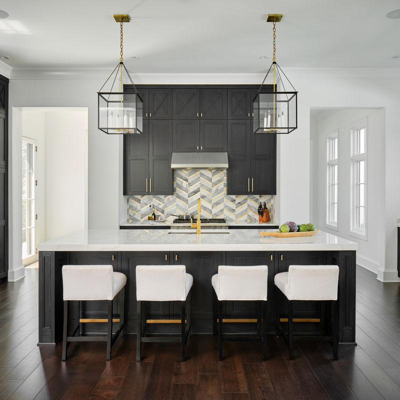 Lemari Dapur Pengocok Hitam Tutup Lembut Gagang Emas Kualitas Tinggi Modern Amerika Set Lengkap dengan Pulau