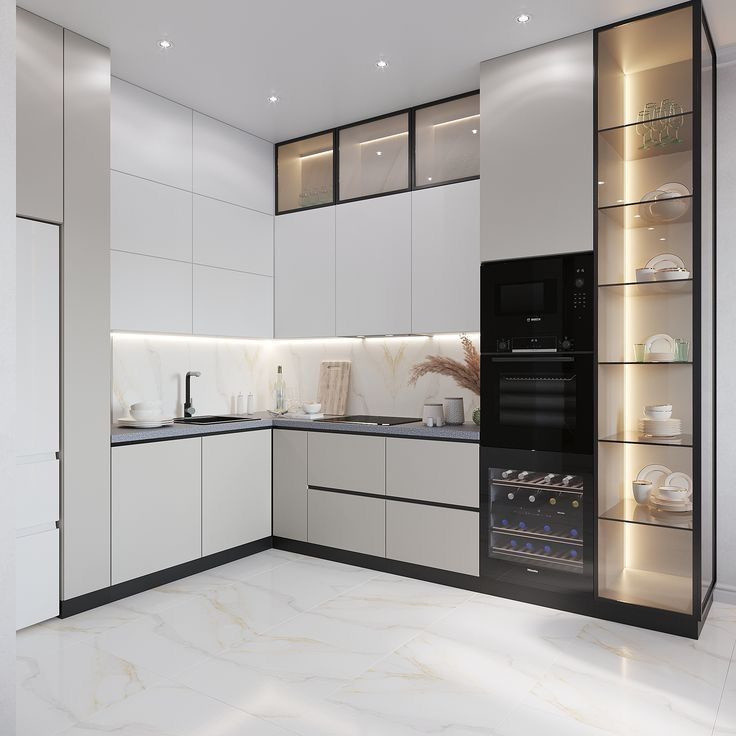 Lemari Pajangan Dapur Kaca Sudut Mewah Siap Merakit Lemari Dapur Storge Lacquer Modern