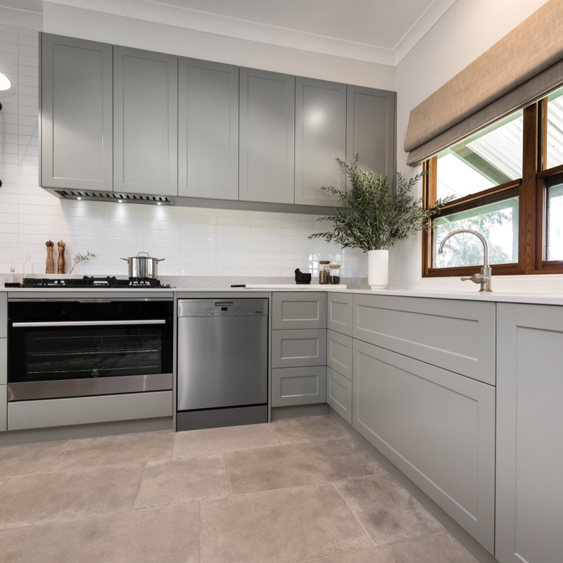 Fokus pada Desain Lemari Lemari Dapur Modular Modern USA Grey Shaker Lemari Untuk Grosir