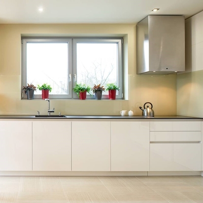 Kabinet Modular Dapur Gloss Lengkap Akrilik Set Penyimpanan Modern Putih Mewah
