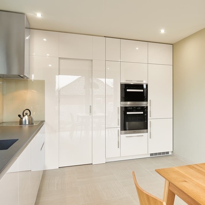 Kabinet Modular Dapur Gloss Lengkap Akrilik Set Penyimpanan Modern Putih Mewah