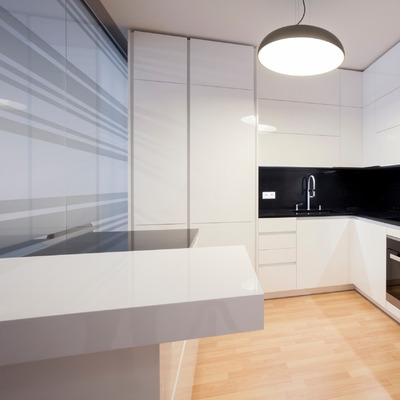 Kabinet Modular Dapur Gloss Lengkap Akrilik Set Penyimpanan Modern Putih Mewah