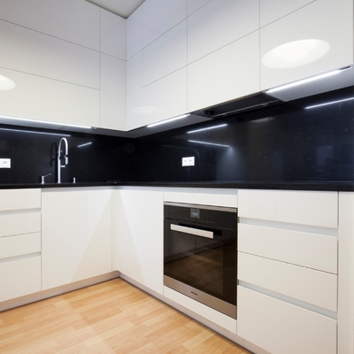 Kabinet Modular Dapur Gloss Lengkap Akrilik Set Penyimpanan Modern Putih Mewah