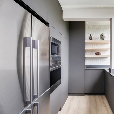 Kustomisasi Kabinet Gantung Kayu Mewah 2 Pac Matt Grey Finish Kabinet Dasar