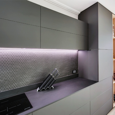 Kustomisasi Kabinet Gantung Kayu Mewah 2 Pac Matt Grey Finish Kabinet Dasar