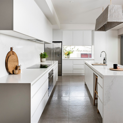 Kabinet Dapur Lacquer Kaki ABS Yang Dapat Disesuaikan Dengan Slide Laci